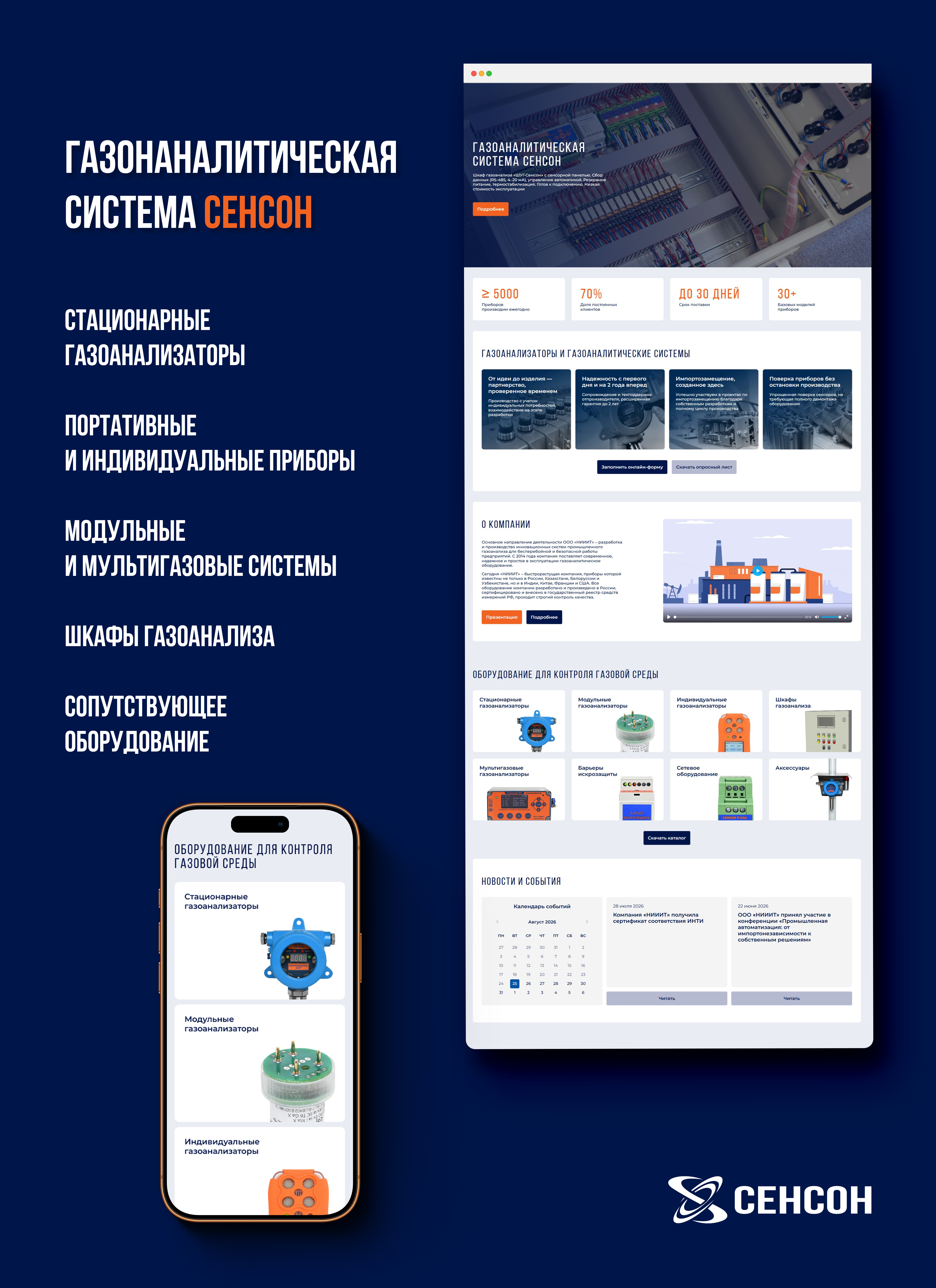 «Сенсон» – разработка корпоративного сайта для производителя газоаналитического оборудования